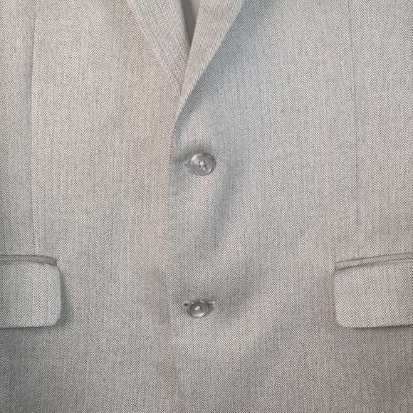 JOS A BANK GRAY BLAZER HERRINGBONE DESIGN SILK CAMEL HAIR BLEND MENS  42L EUC - Picture 2 of 11